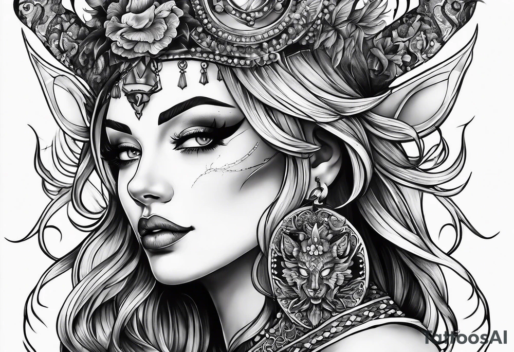 Woman devil tattoo idea