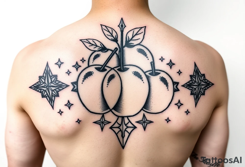 fruits space apples stars tattoo idea
