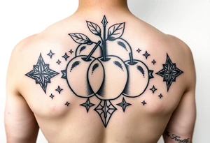 fruits space apples stars tattoo idea