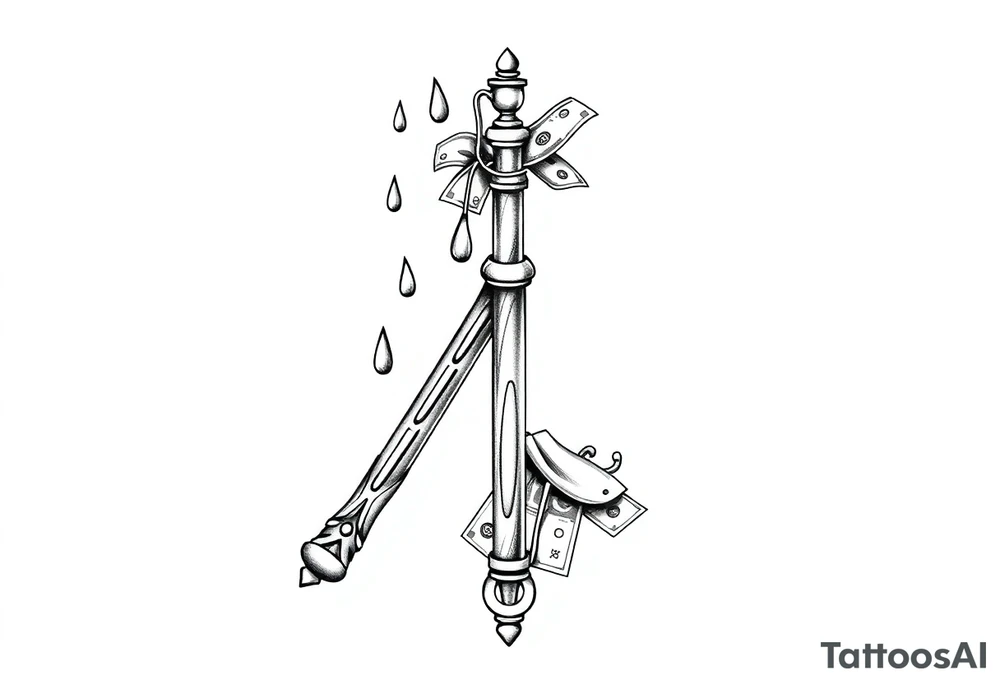 Barber pole  Razor with raining  money tattoo idea