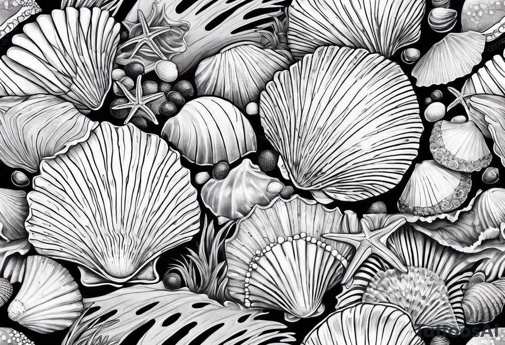beachy seashells tattoo idea
