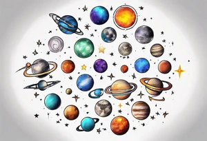 Lesbian flag color solar system tattoo idea