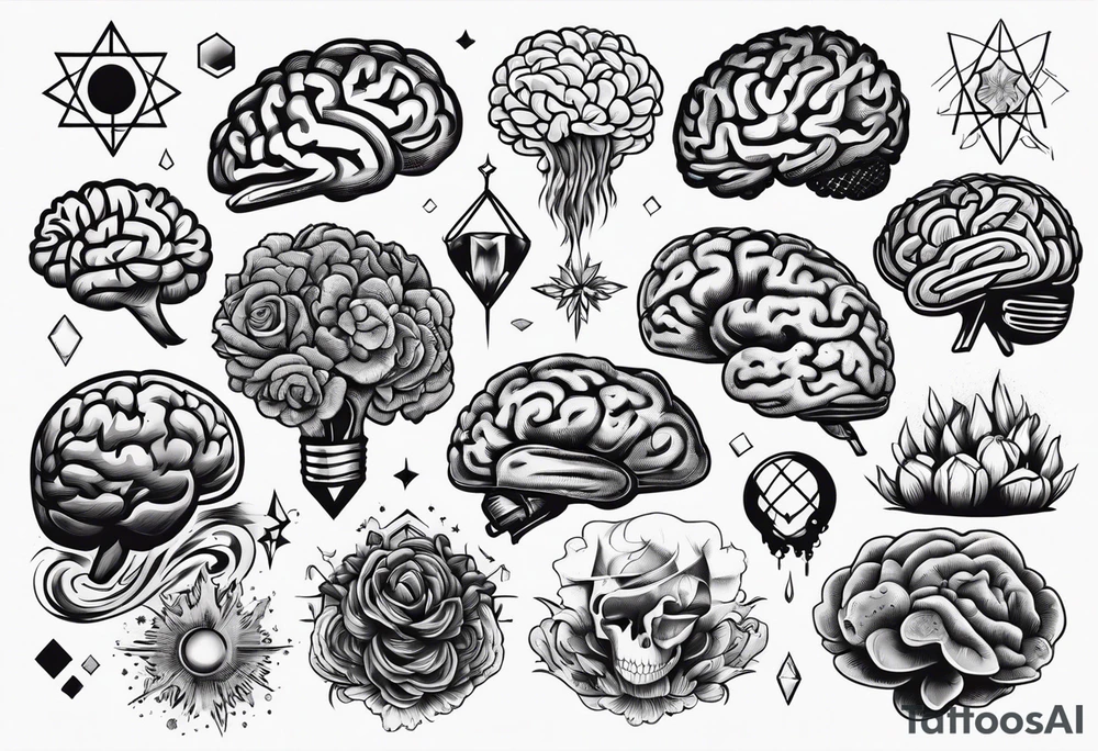 Variety of brains flash sheet tattoo idea