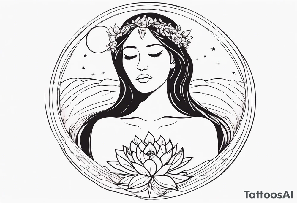 Resurrection Beautiful woman rising from her dead self to inner peace and self-love ethereal tattoo idea