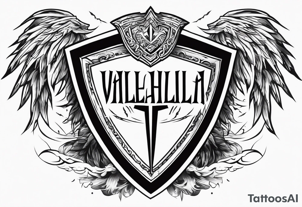 Valhalla sword shield lightning tattoo idea
