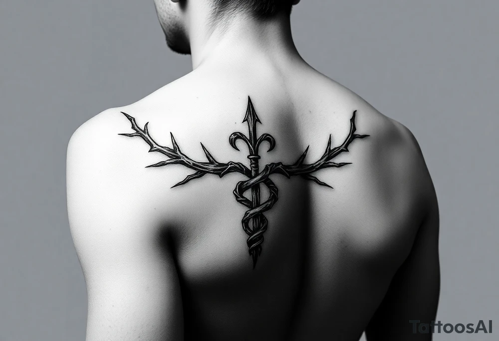 Gothic emo thorns Caduceus tattoo but keep it simple tattoo idea