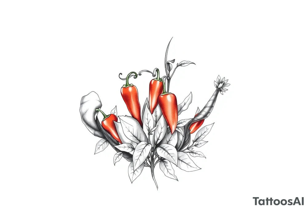 Super hot pepper plants tattoo idea