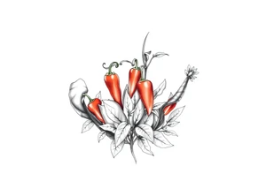 Super hot pepper plants tattoo idea