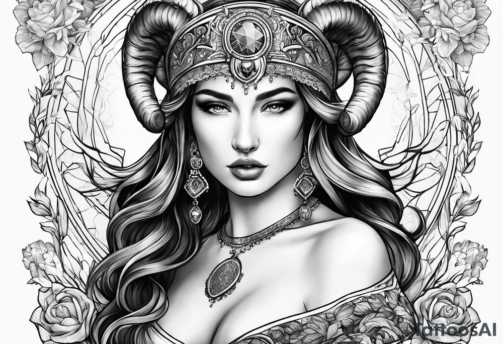 Aries zodiac with name Grace Elizabeth tattoo idea