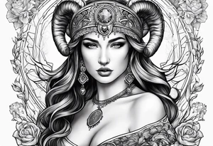 Aries zodiac with name Grace Elizabeth tattoo idea