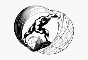 Sisyphus struggling geometric shapes tattoo idea