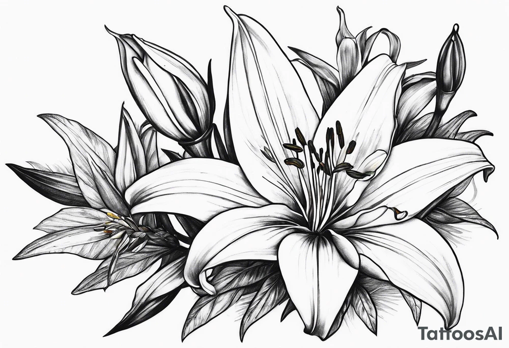 Lily with thorns, long tattoo idea