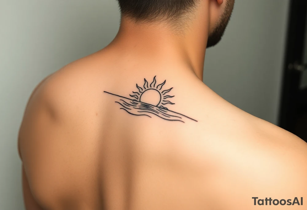 Sun on the water line simple tattoo tattoo idea