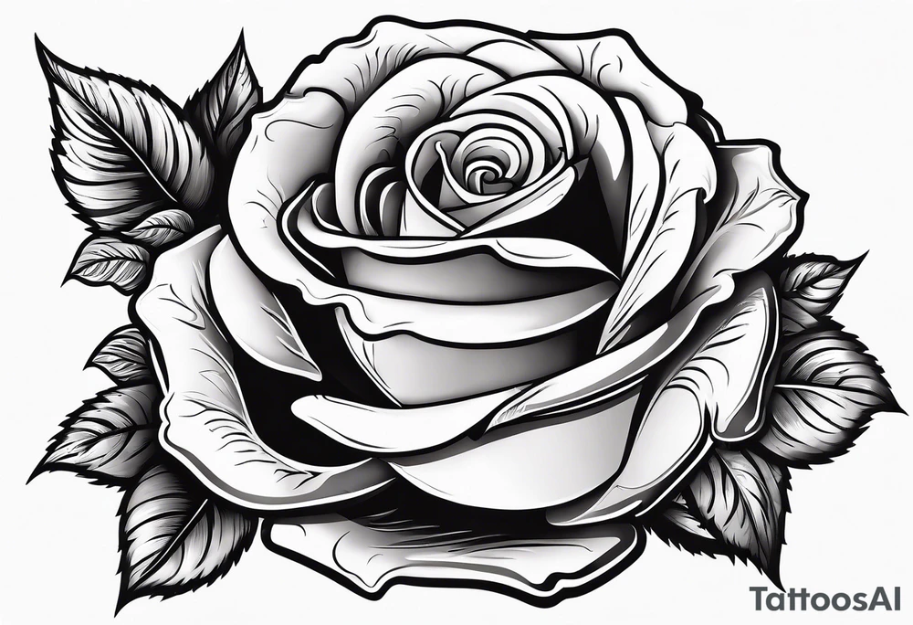 A bottle of beer and a stalk of rose in the bucket tattoo idea