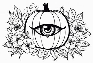 eye pumpkin flowers tattoo idea