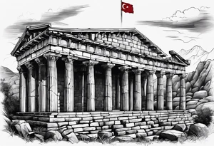 Roman ruins, turkish flag tattoo idea