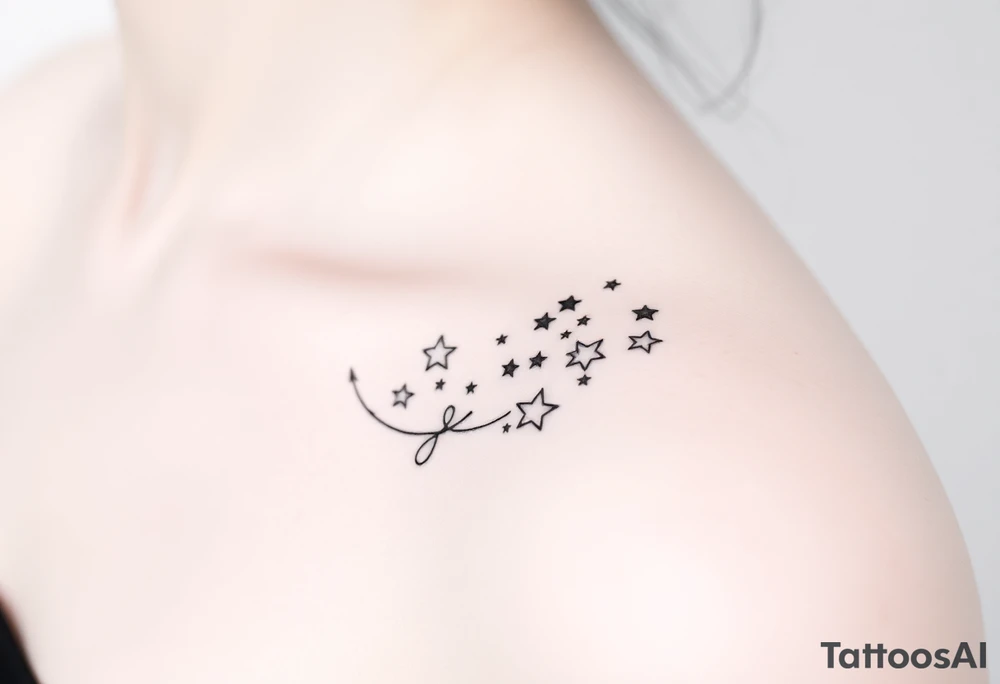 Stars wrapping collarbone tattoo idea