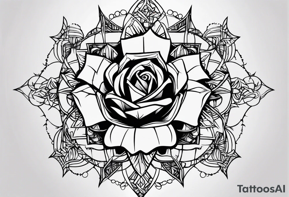jesus rose thorn crown tattoo idea