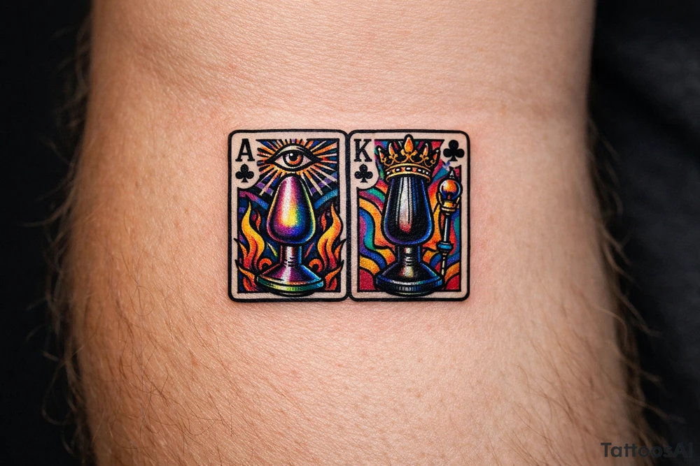 poker cards, ace king of butt plugs tattoo idea