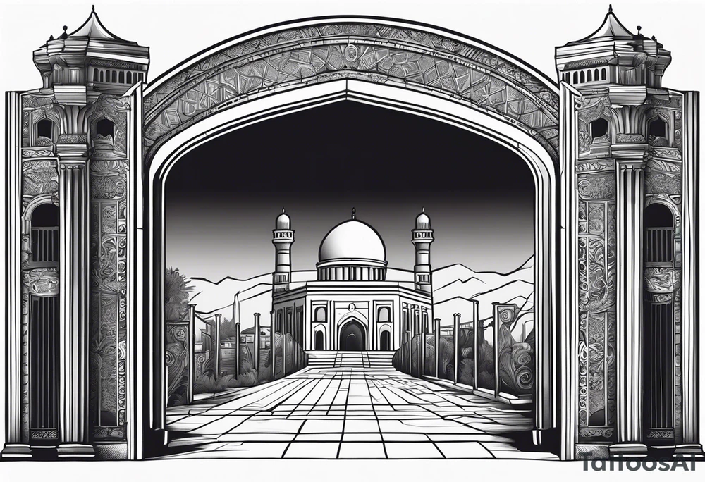 israel city vector gate 
swirl  vignette tattoo idea