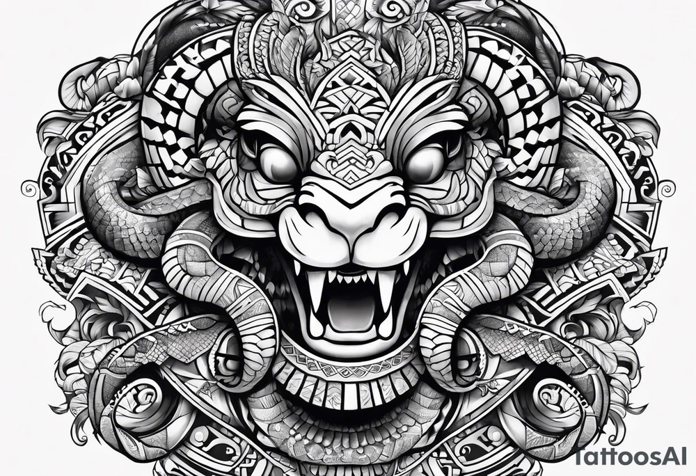 aztec snake sleeve tattoo idea