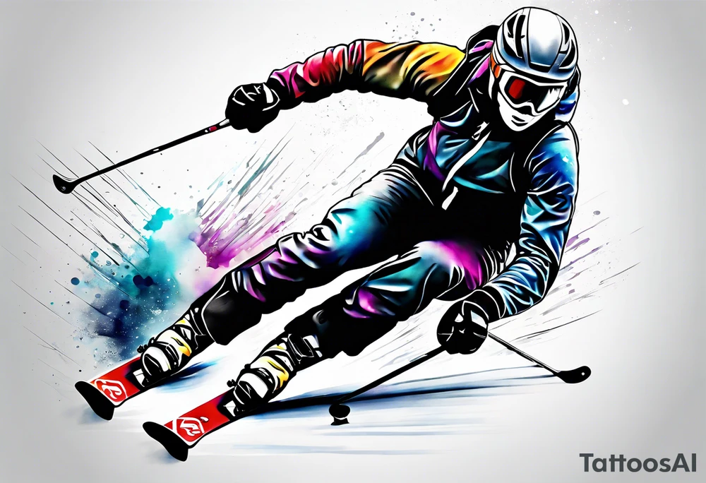 Skier in motion, fine line, more abstract tattoo idea