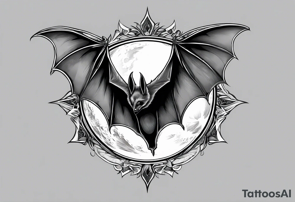 A bat wrapped in smoke with a moon tattoo idea A bat wrapped in smoke with a moon tattoo idea