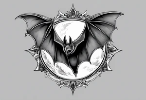 A bat wrapped in smoke with a moon tattoo idea