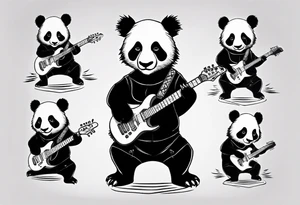 Punk Rock Panda playing electric guitar tattoo idea