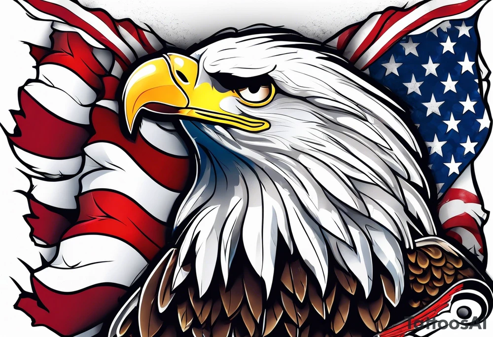 Eagle and usa flag tattoo idea