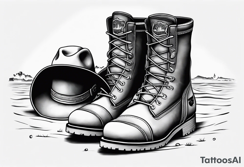 Keep it simple. A pair of timberland boots. two flip flops and a cowboyhat on the Beach. tattoo idea