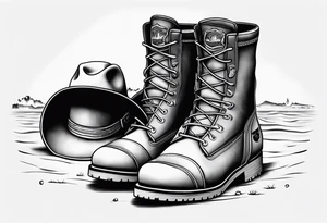 Keep it simple. A pair of timberland boots. two flip flops and a cowboyhat on the Beach. tattoo idea