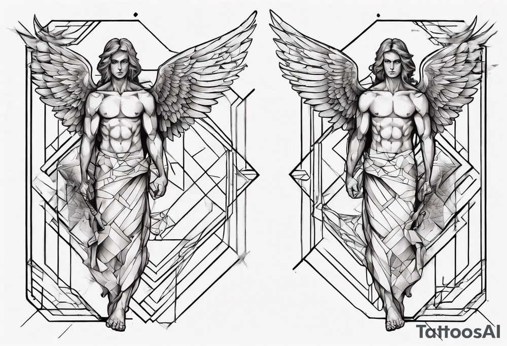 Two angels as brothers portrayed as geometric code tattoo idea Two angels as brothers portrayed as geometric code tattoo idea