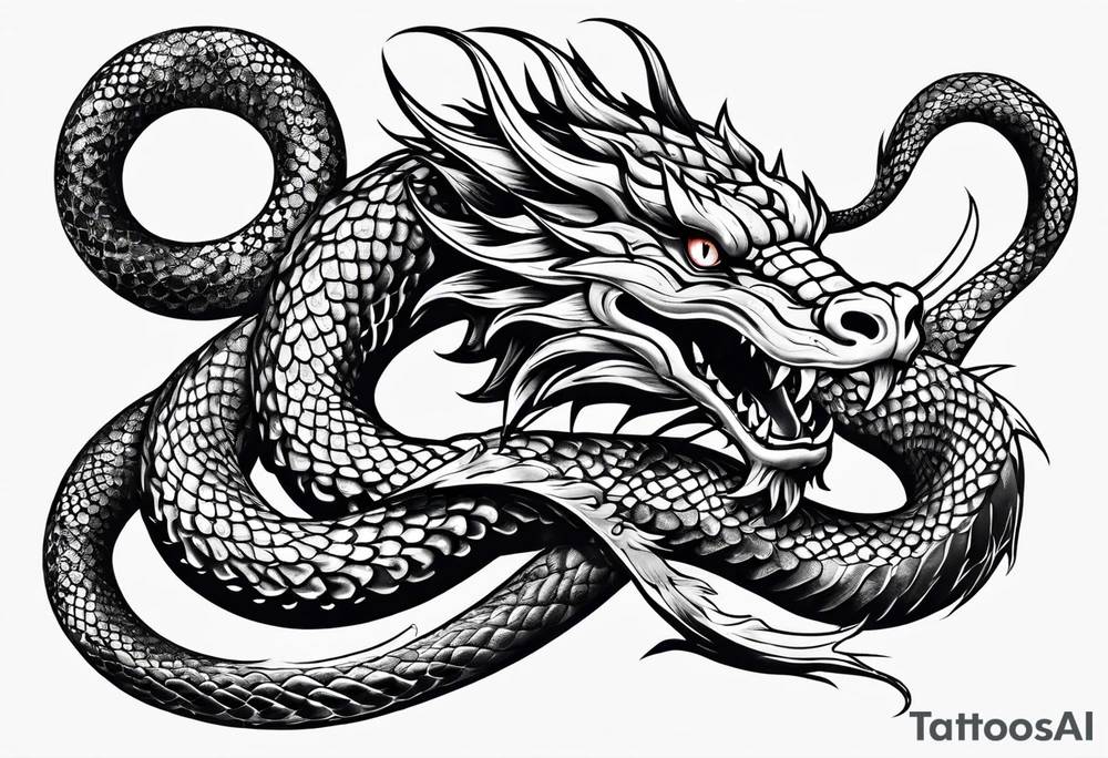 Snake dragon chinese from mexican skull tattoo idea