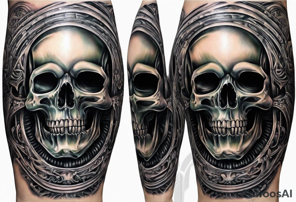 H.R Giger Skull knee tattoo idea