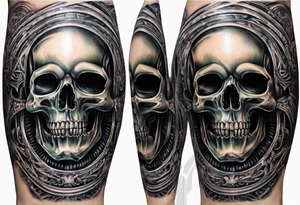 H.R Giger Skull knee tattoo idea