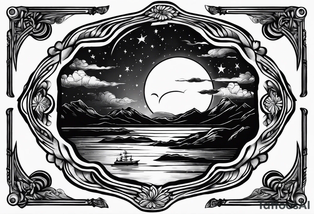 the night sky in a mirror tattoo idea