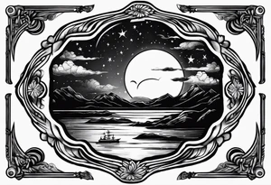 the night sky in a mirror tattoo idea