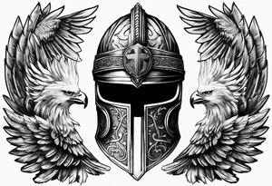 Si vis pacem, para bellum
Roman helmet and crest and eagle soaring tattoo idea