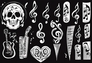 music stave hearth tattoo idea