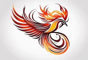 tribal pheonix with long tail curling tattoo idea