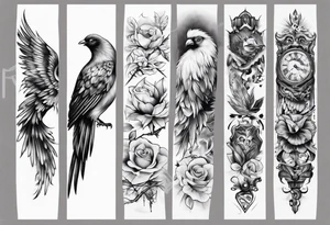 men’s arm sleeve, polish bird tattoo idea