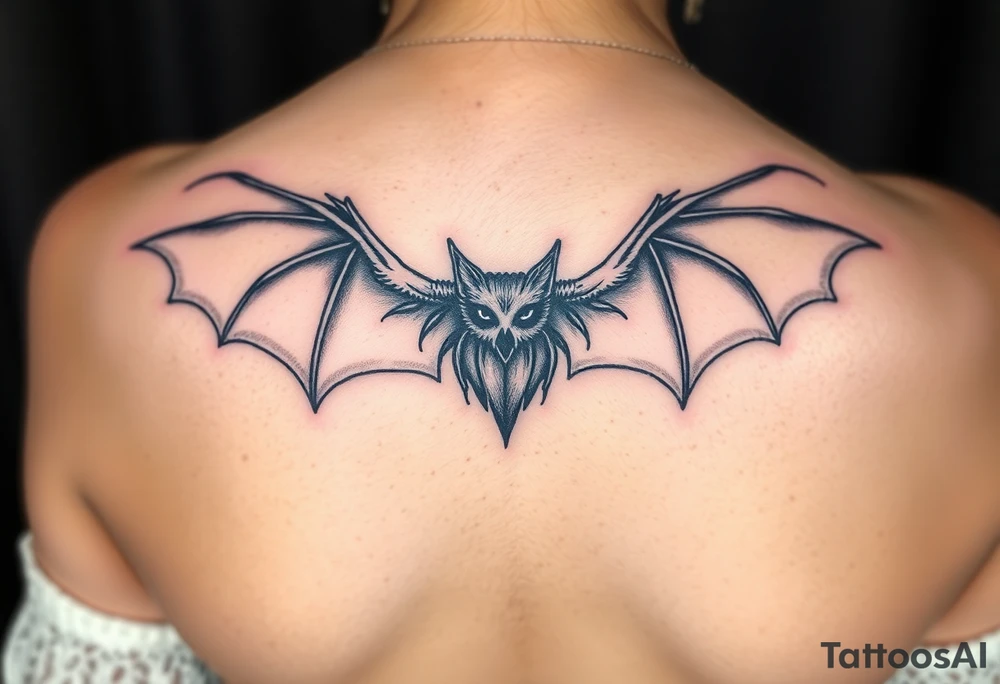 scary bat with scary wings sharp tattoo idea