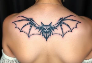 scary bat with scary wings sharp tattoo idea
