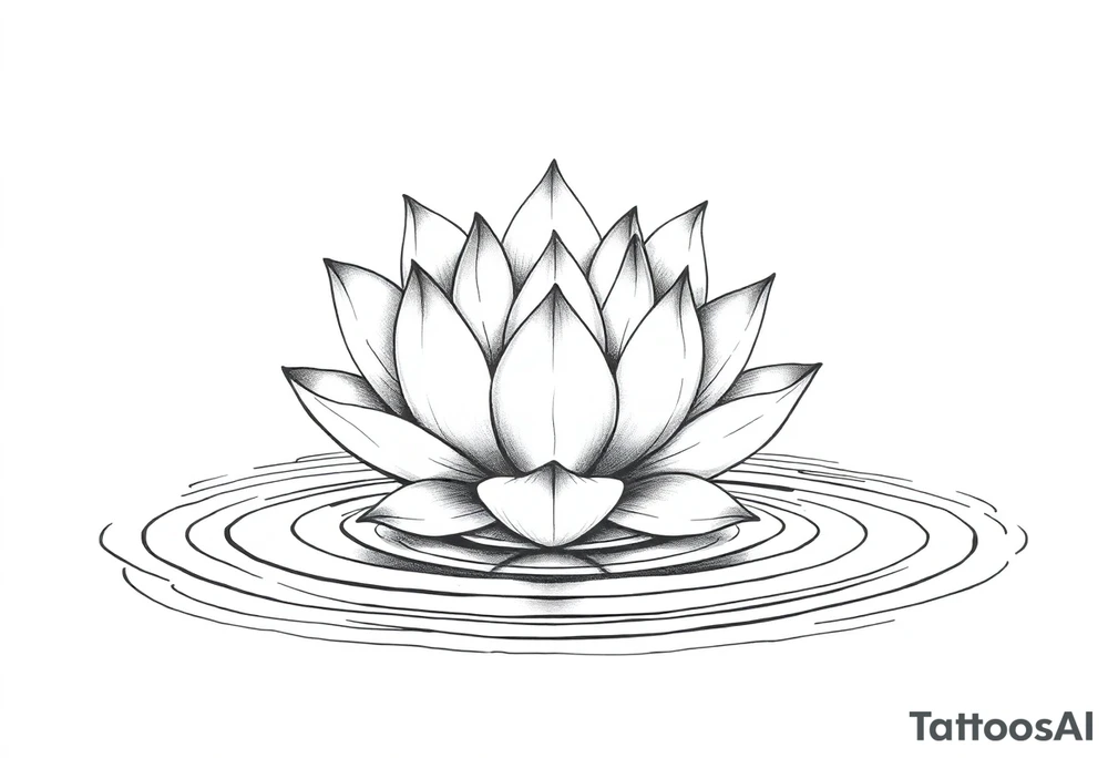 serene lotus flower emerging from sacred waters with ripples tattoo idea