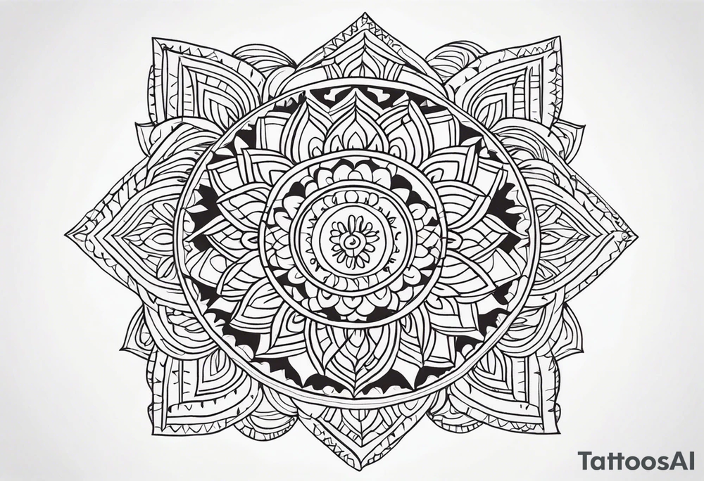 Mexican mandala design fine line whimsical tattoo idea