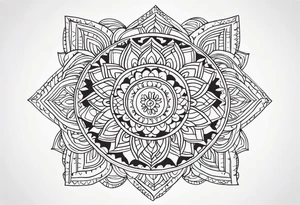 Mexican mandala design fine line whimsical tattoo idea