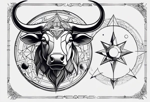 I want a geometric Taurus head with the planets positions on May 20th, 1989 tattoo idea