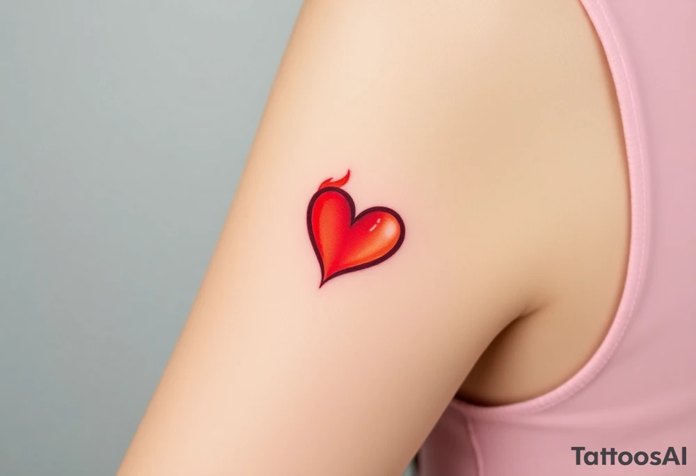A fiery infinity symbol with a glowing red heart tattoo idea