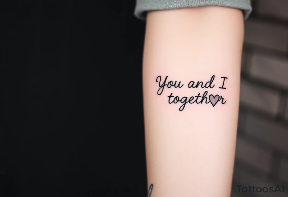 "You and I together" with a cross and a heart tattoo idea